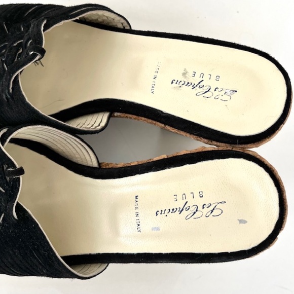 Les Copains Blue Made in Italy Suede Platform Sandals NWOT - Picture 2 of 7